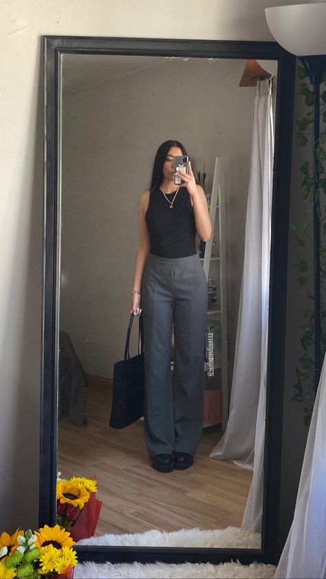 Tailored pants, loafers, black bodysuit, business outfit Women’s Tailored Pants Outfit, Formal Loafers For Women, Business Casual Outfits Bodysuit, Loafers Outfit Going Out, Buisness Casual Women Outfits Easy, Trousers Loafers Outfit, Black Heel Loafers Outfit, Work Outfit Loafers Women, Womens Loafers Outfit Casual Jeans