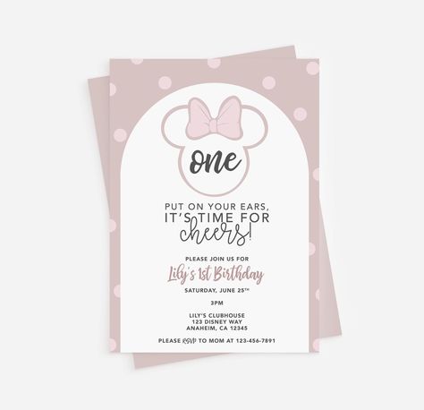 Modern Minnie Mouse Inspired Birthday Party Invitation or Evite, Printable, Customizable Minnie Mouse Invitation Template 1st Birthday, Minnie Mouse Invitation Template, Birthday Invitations Templates, Minnie Mouse Invitation, 1st Birthday Invitation Template, Minnie Mouse Invitations, Minnie Mouse 1st Birthday, 1st Birthday Invitations, Birthday Party Invitation