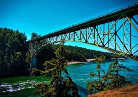 View of Deception Pass Bridge Deception Pass State Park Whidbey Island 1 Pnw Landscape, Bridge Tattoo, Whidbey Island Washington, Washington Vacation, West Coast Travel, Deception Pass, Washington State Travel, Whidbey Island, San Juan Islands