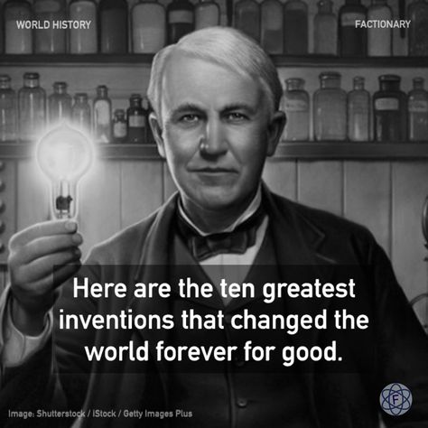 Here are the ten greatest inventions that changed the world forever for good. #history #greatest #revolutionary #invention #technology #scienceandtechnolgy #facts #Factionary Inventions That Changed The World, Inventions And Inventors, Science Inventions, Scientific Inventions, Andy Lee, Best Inventions Ever, Change In Life, General Science, History Literature