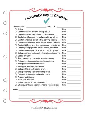 Before the ceremony and reception, a wedding planner or day-of coordinator can use this printable checklist to prepare the venue for a wedding. Free to download and print Wedding Reception Checklist Printable, Wedding Planner Duties, Wedding Director Checklist, Wedding Day Of Checklist, Day Of Wedding Checklist, Day Of Coordinator Duties, Day Of Coordinator Checklist Free Printable, Wedding Reception Checklist Detailed, Day Of Coordinator