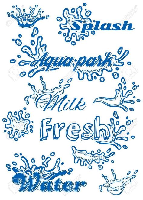 Ocean Font, Splash Logo, Pencils Drawings, Illustrator Tips, Alfabet Font, Water Icon, Graffiti Lettering Fonts, Water Font, Water Splash