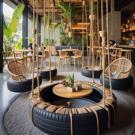 Crazy Cafe Design, Boho Restaurant, Cafe Theme, Modern Restaurant Design, Industrial Cafe, Khao Yai, Cozy Coffee Shop, Airport Lounge, Container Shop