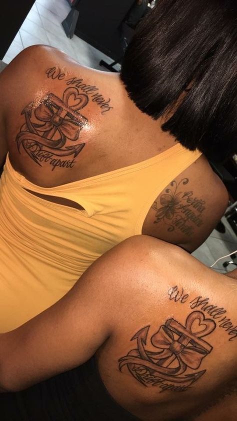 Matching Tattoos For Cousins Black, Mother Daughter Tattoos Black Women, Besties Tattoos, Matching Cousin Tattoos, Sister Tats, Cousin Tattoos, Sister Tattoo Designs, Gang Tattoos, Twin Tattoos