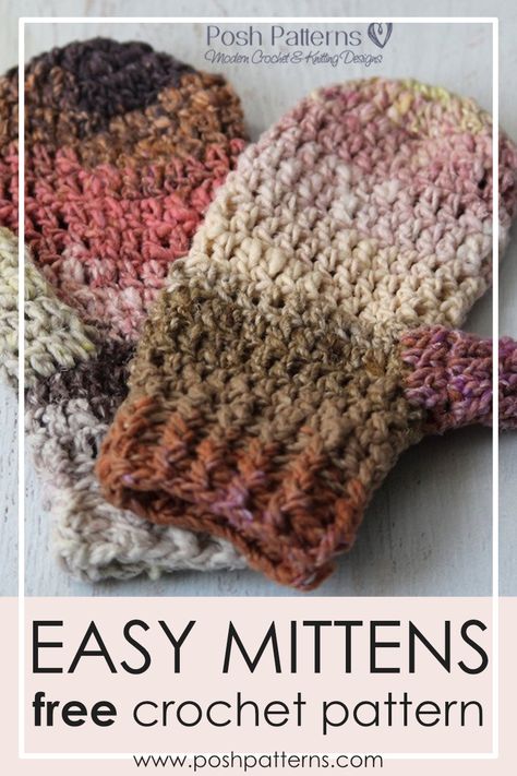 Fingerless Crochet Mittens, Crochet Ladies Mittens Free Pattern, Crochet Easy Mittens, Crochet Mittens With Flap, Crocheted Mittens Free Pattern, Diy Crochet Mittens, Mitten Pattern Crochet, Easy Crochet Mittens For Beginners Free Pattern, Crochet Wool Mittens