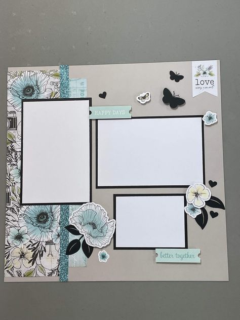 Scrapbook Photo Layout Ideas, 8x8 Scrapbook Layouts Ideas, Cricut Scrapbooking Ideas Photo Layouts, Floral Scrapbook Layouts, Scrapbook Page Layouts Ideas Inspiration, 8 5 X 11 Scrapbook Layouts, Stampin Up Scrapbook Pages, 2 Picture Scrapbook Layout, One Photo Scrapbook Layout