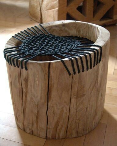 Stool Into The Wood, Log Furniture, Rope Crafts, Into The Woods, Furniture Inspiration, Wooden Chair, Rustic Furniture, Unique Furniture, Wood Design