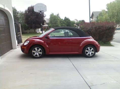 Red Vw Beetle Convertible, Volts Wagon Beetle Aesthetic, Cherry Red Convertible, Red Beetle Volkswagen, Red Bug Car, Beetle Car Decor, Cherry Red Car, Red Beetle Car, Red Car Decor