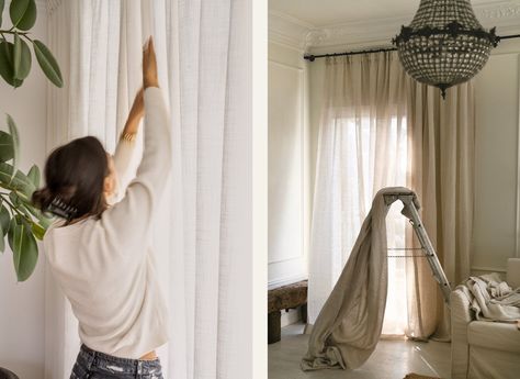 How to measure: Curtain length – ATT PYNTA Curtain Guide, Blinds And Curtains Together, Curtain Length, Custom Made Curtains, Curtain Rails, Long Curtains, Kitchen Paper, Curtain Track, Big Windows