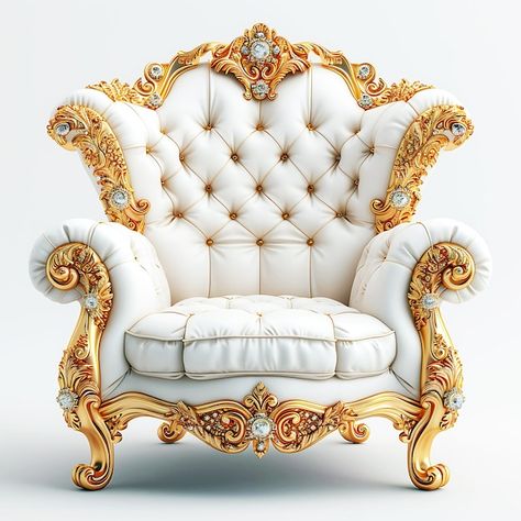 Baroque Armchair, Gold And White Design, Halloween Live Wallpaper, White Leather Chair, King Chair, Modern Tv Unit Designs, Modern Tv Units, Gold Chair, Birthday Flyer