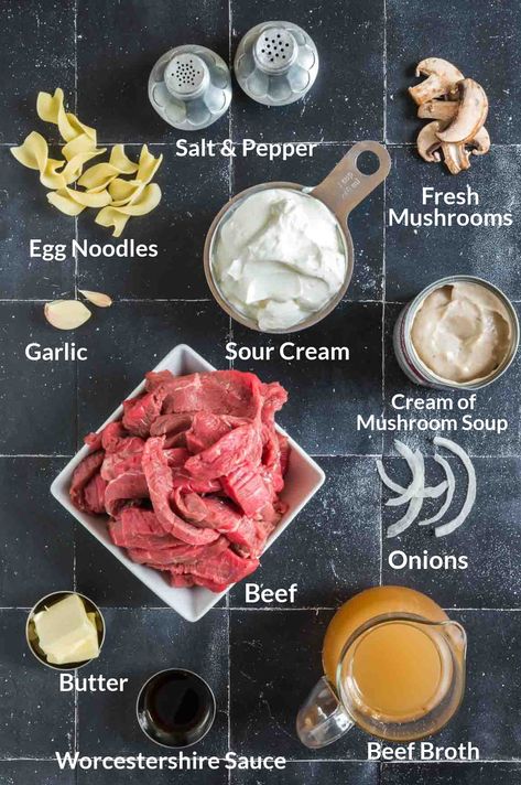 Beef Stroganoff Sour Cream, Beef Chuck Steak, Flap Meat, Noodles Dishes, Steak Stroganoff, Beef Mushroom Stroganoff, Easy Mushroom Soup, Homemade Beef Stroganoff, Beef Chuck Steaks