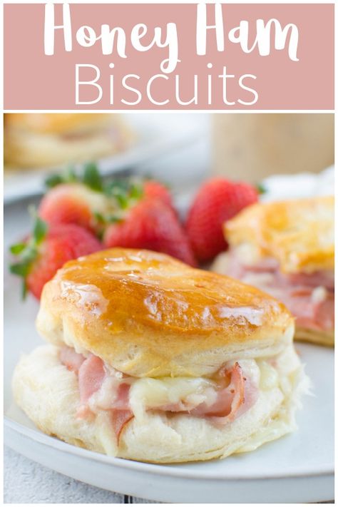 Honey Butter Ham Biscuits, Ham And Swiss Breakfast Sandwich, Easy Ham Biscuits, Ham And Cheese Bites Appetizers, Ham Busicuts, Ham And Cheese Grands Biscuits, Honey Baked Ham Sandwiches, Honey Ham And Cheese Sliders, Biscuits With Ham And Cheese