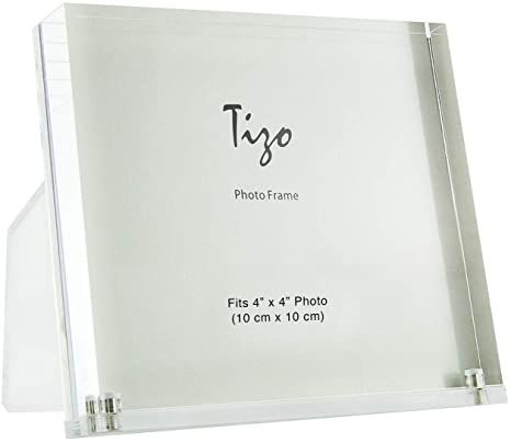 Tizo 4x4 Designer Lucite Picture Frame, 1 Inch Thick with Lucite Easel Back, Clear (Multiple Colors Available) Clear Photo Frame, Unique Photo Frames, Acrylic Photo Frames, Rustic Traditional, Elegant Photo, Gift Box Packaging, Monogram Styles, Acrylic Photo, Monogram Gifts