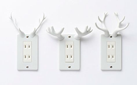 socket deer from nendo Oki Sato, Electrical Outlet Covers, Outlet Plates, Plug Socket, Electrical Outlets, Phone Charging, Outlet Covers, Cool Gadgets, Antlers