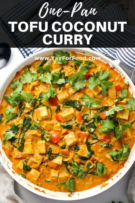 Tofu Coconut Curry, Chakra Foods, Pan Tofu, Curry With Tofu, Mild Curry, Coconut Curry Recipes, Tofu Recipes Easy, Vegan Curry Recipes, Tofu Curry