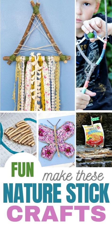 Creative and Fun Stick Crafts - Tonya Staab Stick And Yarn Craft, Crafts With Sticks, Nature Provocations, Yarn Sticks, Twig Crafts, Kids Wraps, Nature Craft, Moon Crafts, Kid Friendly Crafts