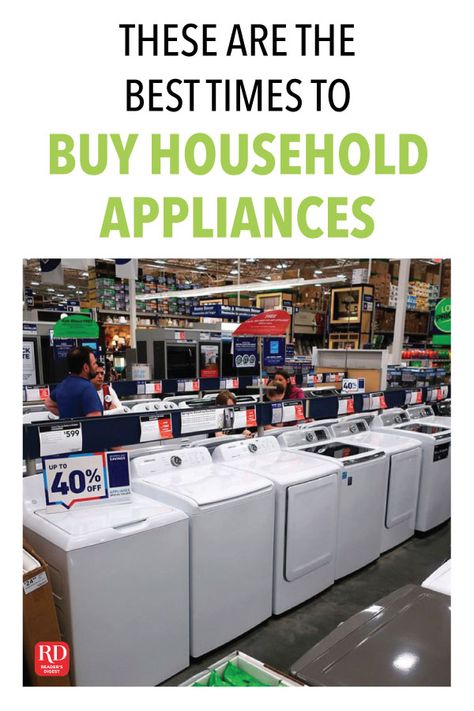 These Are the Best Times to Buy Household Appliances Best Time To Buy Things, Cheap Appliances, Ebay Reinstatement, Retro Kitchen Appliances, Best Time To Buy, Bosch Appliances, Kitchen Aid Appliances, Retro Appliances, Black Countertops