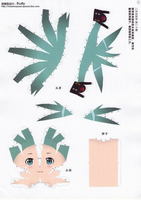 Miku Craft, Cutecore Crafts, Miku Papercraft, Papercraft Templates Printables, Paper Doll Printable Templates, Puppet Crafts, Blue Wallpaper Iphone, Paper Doll Template, Papercraft Templates