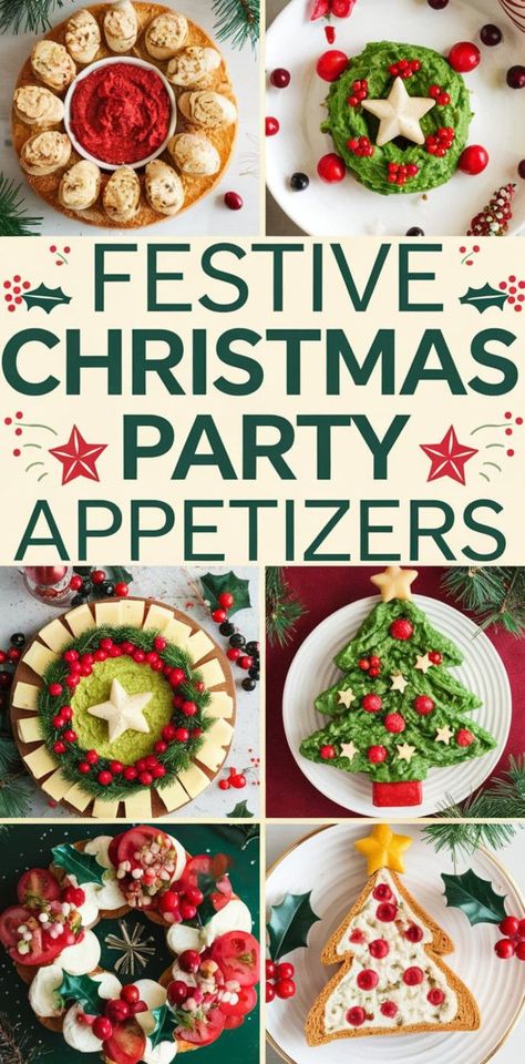 If you need showstopper appetizers for Christmas parties, these easy shareable snacks for party events are elegant and EASY to make ahead. Simple Christmas-themed holiday appetizers for a crowd or small group gathering! Christmas Appetizers For Small Group, Christmas Shareable Food, Cute Easy Christmas Appetizers, Xmas Themed Appetizers, Vegetable Appetizers For Party Christmas, Cute Christmas Dinner Ideas, Holiday Party Appetizers Make Ahead, Easy Festive Christmas Appetizers, Light Christmas Appetizers Simple