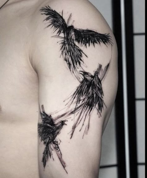 Ravens Tattoo, Bird Tattoo Sleeves, Mens Body Tattoos, Mundo Hippie, Bird Tattoo Men, Crow Tattoo Design, Simple Tattoos For Guys, Tattoo Designer, Mommy Tattoos