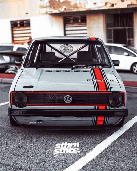 Golf MK1 Golf Mk2 Tuning, Martini Racing Stripes, Vw Caddy Mk1, Golf Gti Mk1, Vw Racing, Vw R32, Mk1 Golf, Car Stripes, Volkswagen Golf Mk1