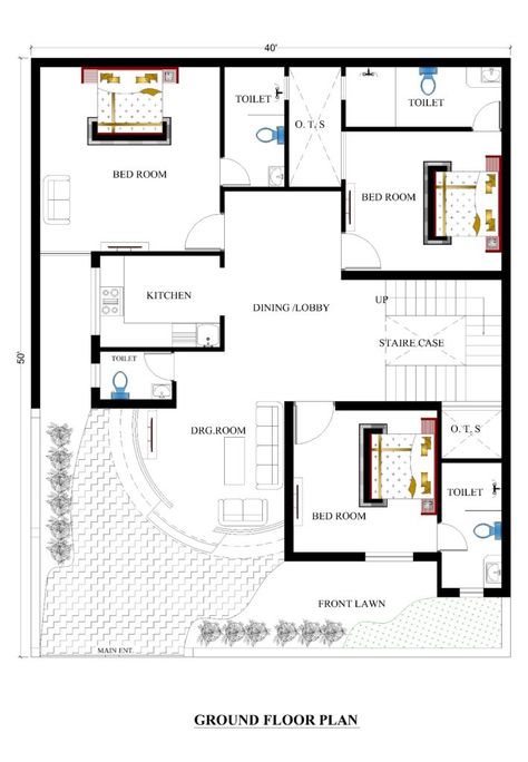 House Plans For 40 X 50 Feet Plot - DecorChamp 50 By 40 House Plans, 50×40 House Plan, 40×50 House Plans, 50 X 50 House Plans, 40x50 House Plans Layout, 40 X 40 House Plans, 40x50 House Plans, 40x60 House Plans, Drawing House Plans