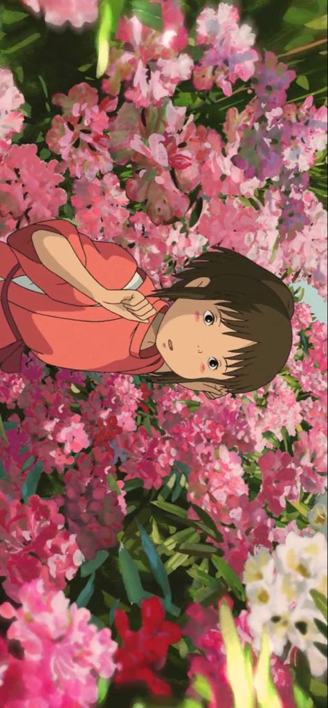 #japanese #anime #animeicons #icon #animation #cartoon #aesthetic #soft #spiritedaway #edit #love #flowers #wallpaper Pink Aesthetic Studio Ghibli, Ghibli Pink Wallpaper, Anime Rose Aesthetic, Ghibi Scene Aesthetic, Study Girl Aesthetic Cartoon, Pink Ghibli Wallpaper, Ghibli Flower Field, Pink Anime Wallpaper Desktop, Studio Ghibli Pink Aesthetic