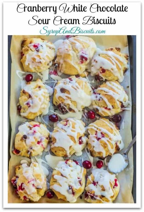 Cranberry Biscuits, Cranberry Breakfast, Gooseberry Patch Cookbooks, Sour Cream Biscuits, Christmas Cranberry, Cranberry White Chocolate, Homemade Biscuits Recipe, Breakfast Biscuits, Cream Biscuits