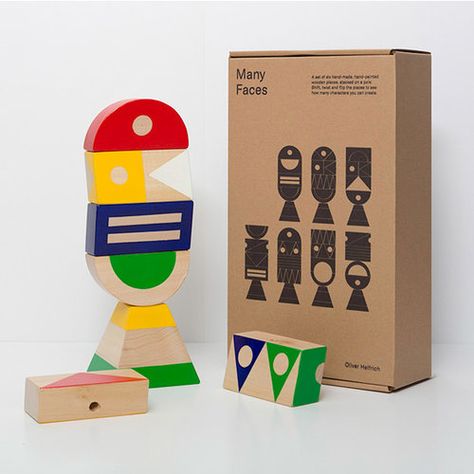 Many Faces — Oliver Helfrich Toy Packaging Design, Scandinavian Toys, Toys Packaging, Wooden People, Japanese Packaging, Wooden Building Blocks, Kitchenware Products, Wooden Building, Toy Packaging