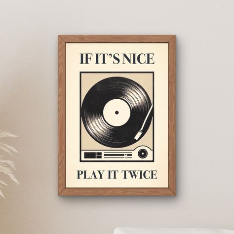 If Its Nice Play It Twice, Vinyl Record Wall Art, Record Wall Art, Wall Art Music, Music Room Decor, Vinyl Record Wall, Record Wall, Playlist Covers, Room Deco