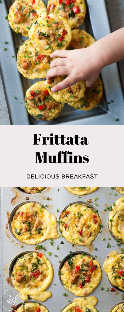 Start your day off healthy with my Frittata Muffins. They are loaded with flavor and lots of yummy vegetables! #lifeisbutadish #muffins #frittata #eggs #breakfast Muffin Pan Frittata, Frittata Muffins Breakfast, Veggie Frittata Muffins, Egg Muffin Frittata, Fritatta Cups Muffin Tins, Eggs Frittata Recipes, Mini Egg Frittata Muffin Tins, Frittata Recipes Breakfast Muffins, Muffin Frittata Recipes