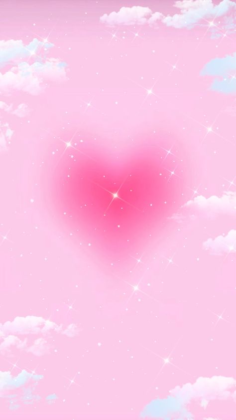 pink heart background with sparkles and clouds Cute Pink Lockscreen, Pink Apple Watch Wallpaper, Pink Aesthetic Wallpaper Ipad, Kawaii Phone Wallpaper, Kawaii Astetic, Dark Pink Wallpaper, Aesthetic Wallpapers Iphone, Pink Wallpaper Ipad, Iphone Wallpaper Aesthetic