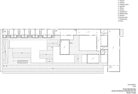 Tautra Monastery / JSA Modern Monastery, Room Library, Architecture Model, The Project, Second Floor, Modern Architecture, Guest Room, Norway, Architects