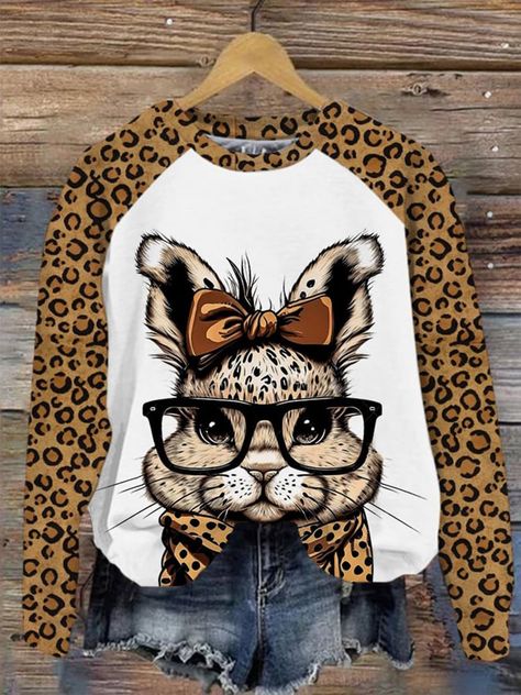 Easter Leopard Print Glasses, Leopard Eyes, Easter Funny, Leopard Print Sweatshirt, Easter Fashion, Diy Clothes And Shoes, Trendy Glasses, Rabbit Easter, Easter Humor