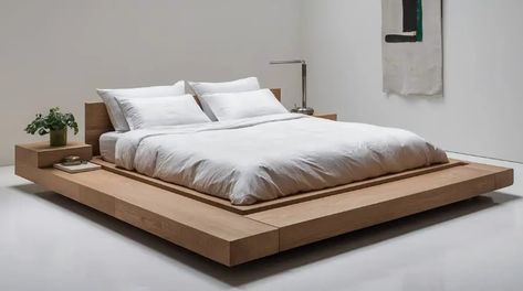 10 Modern Minimalist Bedroom Furniture Ideas for a Sleek Look 1 White Oak Platform Bed, Platform Bed Ideas Bedrooms, Japanese Beds, Minimalist Beds, Japanese Platform Bed, Cozy Bedroom Inspirations, Custom Furniture Ideas, Creative Lighting Ideas, Minimalist Bedroom Furniture