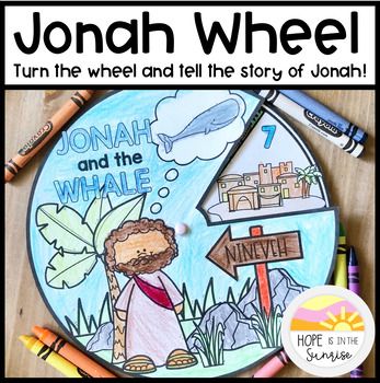 Jonah and the Whale Wheel - Bible Story Craft Jonah Bible Story Pictures, Jonah And The Whale Craft, Jonah Craft, Jonah Bible, Prophet Jonah, Whale Crafts, Children Church, Sabbath School, Jonah And The Whale