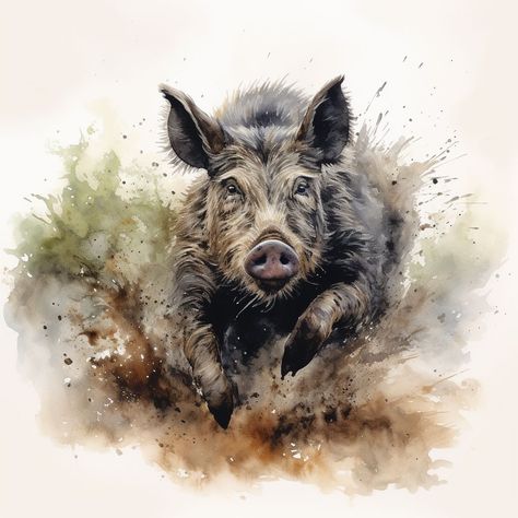 Hunting Art Paintings, Hunting Dog Drawing, Wild Boar Art Drawings, Wild Pig Drawing, Jagdterrier Hunting, Hunting Art, Farm Paintings, Colored Pencil Artwork, Tiffany And Co