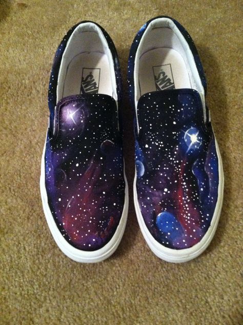 Doc Martin Chelsea Boots, Vans Painted Shoes Ideas, Painted Apparel, Star Wars Shoes, Galaxy Shoes, Painted Shoes Diy, Galaxy Vans, Shoes Laces, Cosmic Space