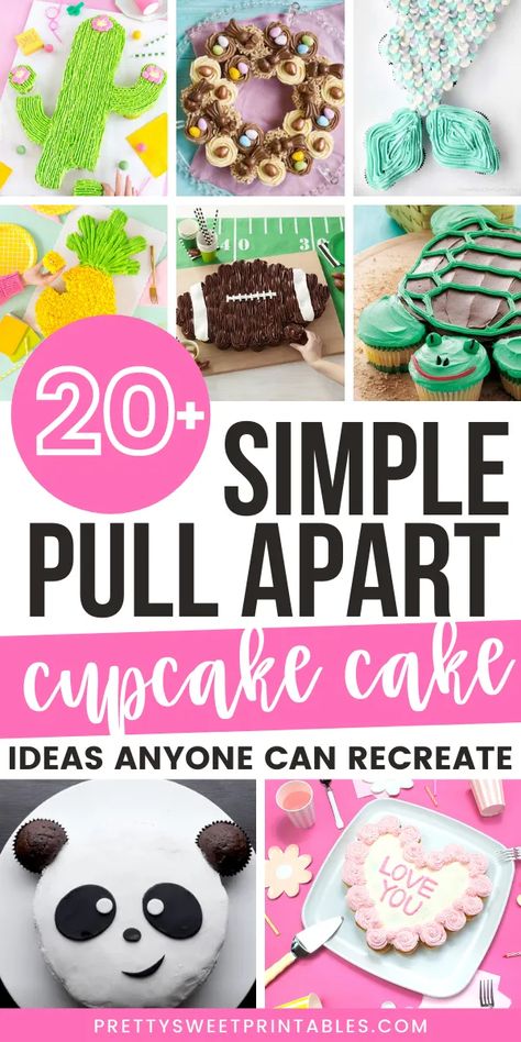 Pull Apart Cupcake Cake Safari, Birthday Cake Shapes Ideas, Cake Shapes Ideas Birthdays, Birthday Cupcake Cake Ideas Pull Apart, Cupcake Pullapart Ideas, Pull Apart Cupcakes Birthday, Easy Pull Apart Cupcake Cake Birthday, Birthday Pull Apart Cupcakes Ideas, Pullapart Cakes Birthday Parties