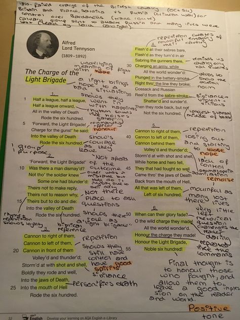 Charge of the Light Brigade Charge Of The Light Brigade Annotations, Charge Of The Light Brigade Poem Analysis, The Charge Of The Light Brigade, Charge Of The Light Brigade Analysis, English Analysis, Poetry Revision, English Literature Poems, Gcse Poems, Linguistics Study