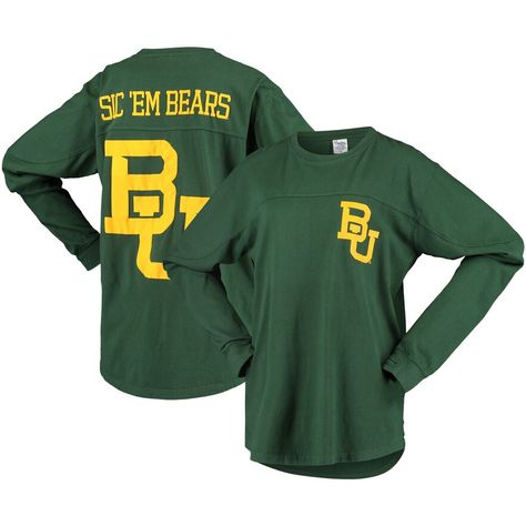 As a born and raised Baylor Bears fan, you've grown up with a large collection of team gear. It is now time to expand your wardrobe by adding this decorative Big Shirt Oversized T-shirt from Pressbox! Its loose fit makes it the perfect tee to slip on when you're having a relaxed day, but still want to rep your team spirit. No matter where you decide to wear it, your Baylor Bears pride will be apparent to all!As a born and raised Baylor Bears fan, you've grown up with a large collection of team g Low Puff, Bear Pride, School Spirit Shirts, Baylor Bear, Big Shirt, Spirit Shirts, Team Gear, Tshirt Ideas, Oversized Long Sleeve