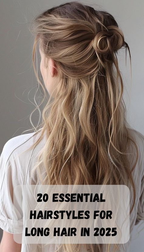 Discover the must-have hairstyles for long hair in 2025. From classic to modern styles, these 20 looks will inspire you for every occasion. Hairstyle For Super Long Hair, Wet Long Hair Styles, Ideas For Long Hair Styles, Fun Party Hairstyles, Long Fine Hairstyles, Women’s Long Length Hairstyles, Casual Long Hairstyles Simple, Boho Long Hairstyles, Long Hair Styles For Women 30's