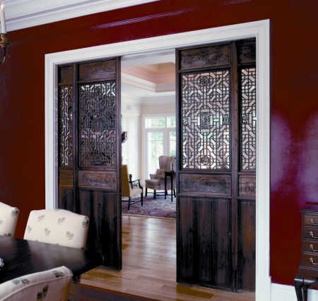 Pocket doors are used in many applications, including bathrooms, closets, offices, utility rooms, or other areas of the home where space constraints inhibit the use of traditional doors.  Read more: http://www.howtobuildahouseblog.com/types-of-sliding-doors/#ixzz2v2LQKR6P Doors Hallway, Bifold French Doors, Interior Sliding Glass Doors, Interior Pocket Doors, Log Home Interior, Pintu Interior, French Doors Exterior, Barn Door Track, Doors Sliding