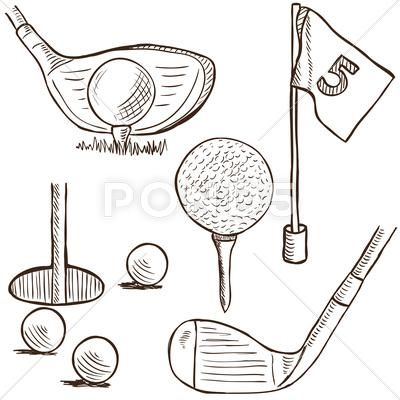 Golf Doodles Easy, Golf Art Drawing, Golf Drawing Easy, Golf Doodles, Traceable Designs, Golf Clip Art, Golf Illustration, Golf Drawing, Golf Tattoo