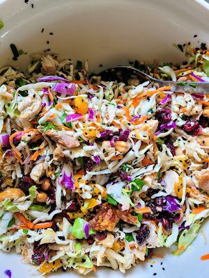 Hot and Cold Running Mom - Just my Stuff: Asian Chicken Cranberry Coleslaw Chicken Cranberry Salad, Cranberry Coleslaw, Chicken Coleslaw, Sesame Seed Dressing, Chicken Cranberry, Asian Inspired Salad, Cranberry Chicken Salad, Food Recipes Easy, Pork Fried Rice