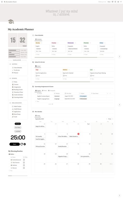 Notion Template Student Planner Notion Aesthetic Academic Planner College Student Notion Dashboard Archive Organization, Planner College Student, Planners For College Students, Student Board, Notion Aesthetic, Pomodoro Timer, Planner School, Student Dashboard, Notion Dashboard