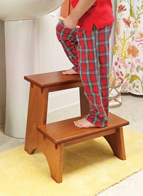 Classic Cherry Step Stool | Woodworking Project | Woodsmith Plans Woodworking Plans Storage, Stool Woodworking Plans, Woodsmith Plans, Dresser Plans, Woodworking Apron, Wood Step Stool, Kitchen Step Stool, Step Stools, Folding Step Stool