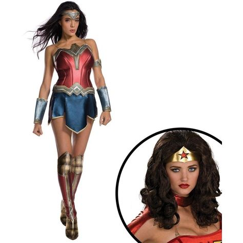 Wonder Woman Movie Adult Costume and Wig Kit ($71) ❤ liked on Polyvore featuring costumes, halloween costumes, white halloween costumes, wonder woman halloween costume, adult costumes, adult wonder woman costume and white costumes Wig Kit, Wonder Woman Accessories, Wonder Woman Halloween Costume, 2017 Halloween Costumes, Wonder Woman Dress, Wonder Woman Outfit, White Wig, Wig Costume, Wonder Woman Movie