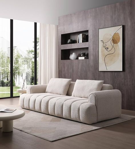 Amazon.com: mr.waiba 100" Modular Combination Sofa Modern Minimalist Sofa Sectional Sofa Teddy Velvet Material with 2 Pillows, Large Sofa for Living Room/Office 2024 New Cloud Sofa(Teddy + Beige) : Home & Kitchen Modern Small Living Room Sofa Set, Ivory Couch Living Room Decor, Amazon Sofa, Modern Minimalist Sofa, Modern Couches Living Room, Entry Room, Piano Design, Cloud Sofa, Sofa For Living Room