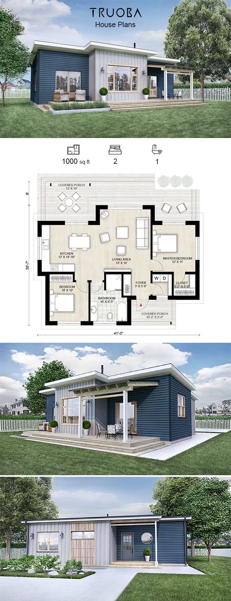 1000 Sq Ft House, 1000 Sq Ft, Small House Layout, 2 Bedroom House Plans, Small House Floor Plans, Casas The Sims 4, Tiny House Floor Plans, Sims House Plans, Cottage Plan